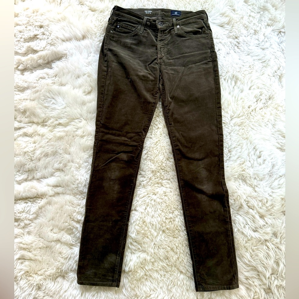 AG The Prima mid-rise cigarette corduroy Jean in dark olive